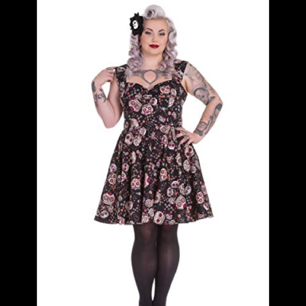 NWT Hell Bunny Rockabilly Skull Dress 3x